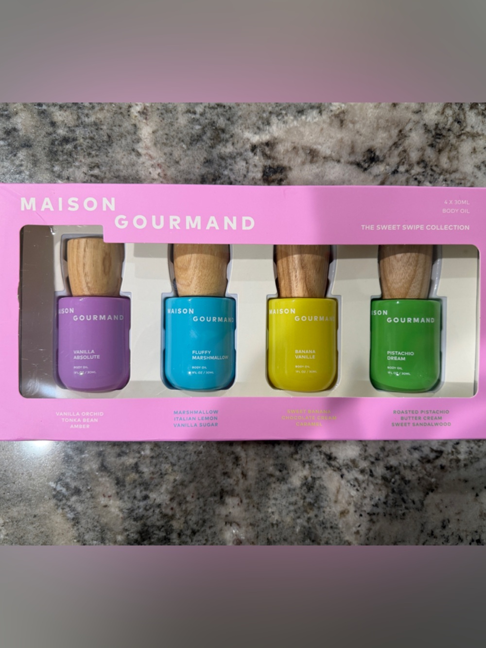Maison Gourmand Nourishing Body Oil Set - Purple, Blue, Yellow, Green